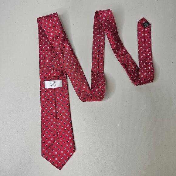 Bespoke Men's Polyester Necktie Red Polka Dot Geometric Career Business Casual - Picture 4 of 9